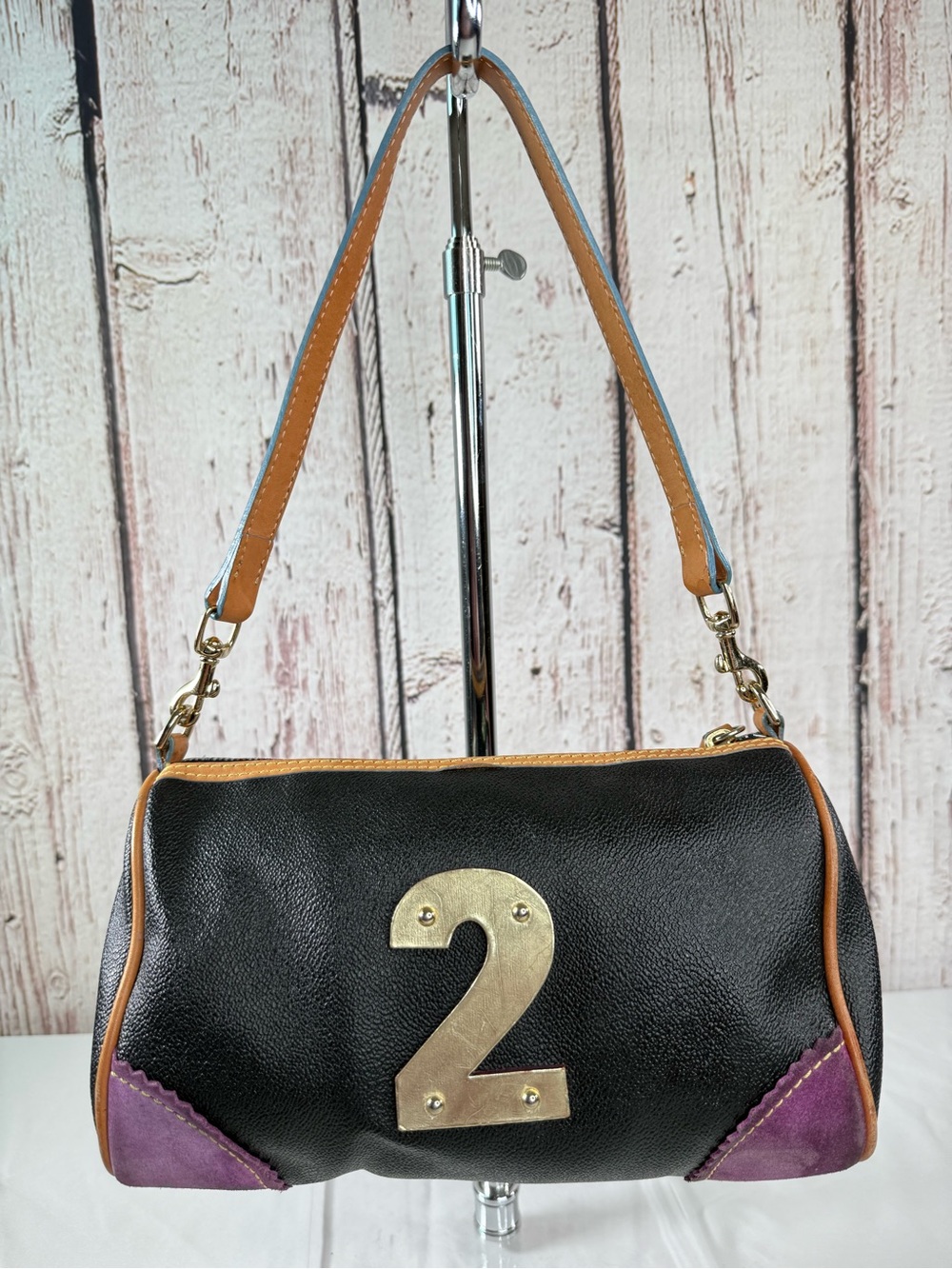 Vintage Y2K Dooney & Bourke Lindsay Lohan Alphabet Charm Leather Shoulder Bag - Picture 3 of 16